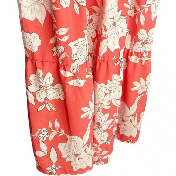 Social Standard by Sanctuary Women's Coral & White Tropical Floral Smocked Dress - Picture 8 of 12